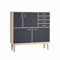 Casø 700 highboard i hvidolieret eg med sorte nano laminat fronter fra Casø