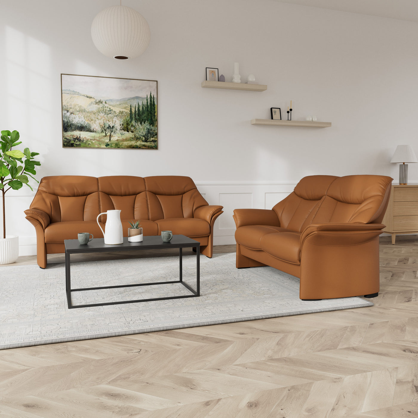 Barsø sofasæt i cognac soleda læder 