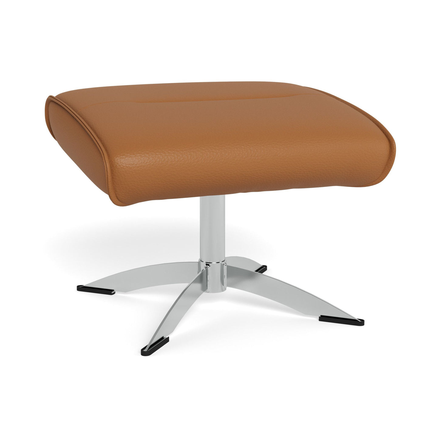 Barsø skammel i soleda læder i cognac farve med sokkel i krom