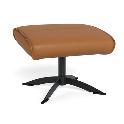 Barsø skammel i soleda læder i cognac farve med sokkel i sort metal