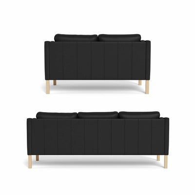 Clausholm sofasæt i sort 65 semianilin læder fra Topline