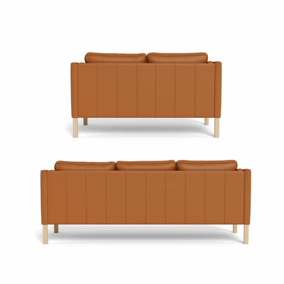 Clausholm sofasæt i cognac farvet 65 semianilin læder fra Topline