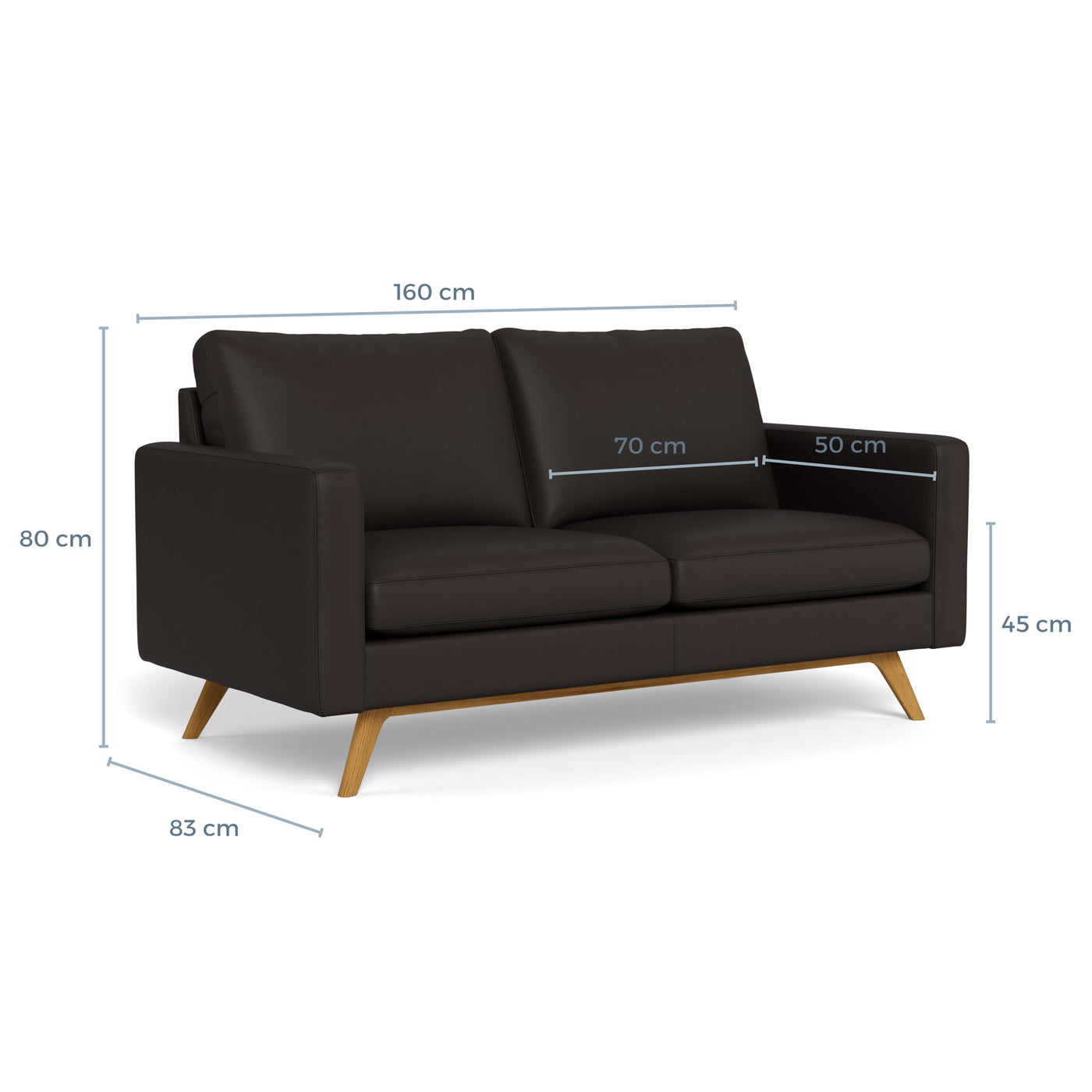 Clint 2-personers sofa fra BD Møbler i 8000 læder i farven chocolate