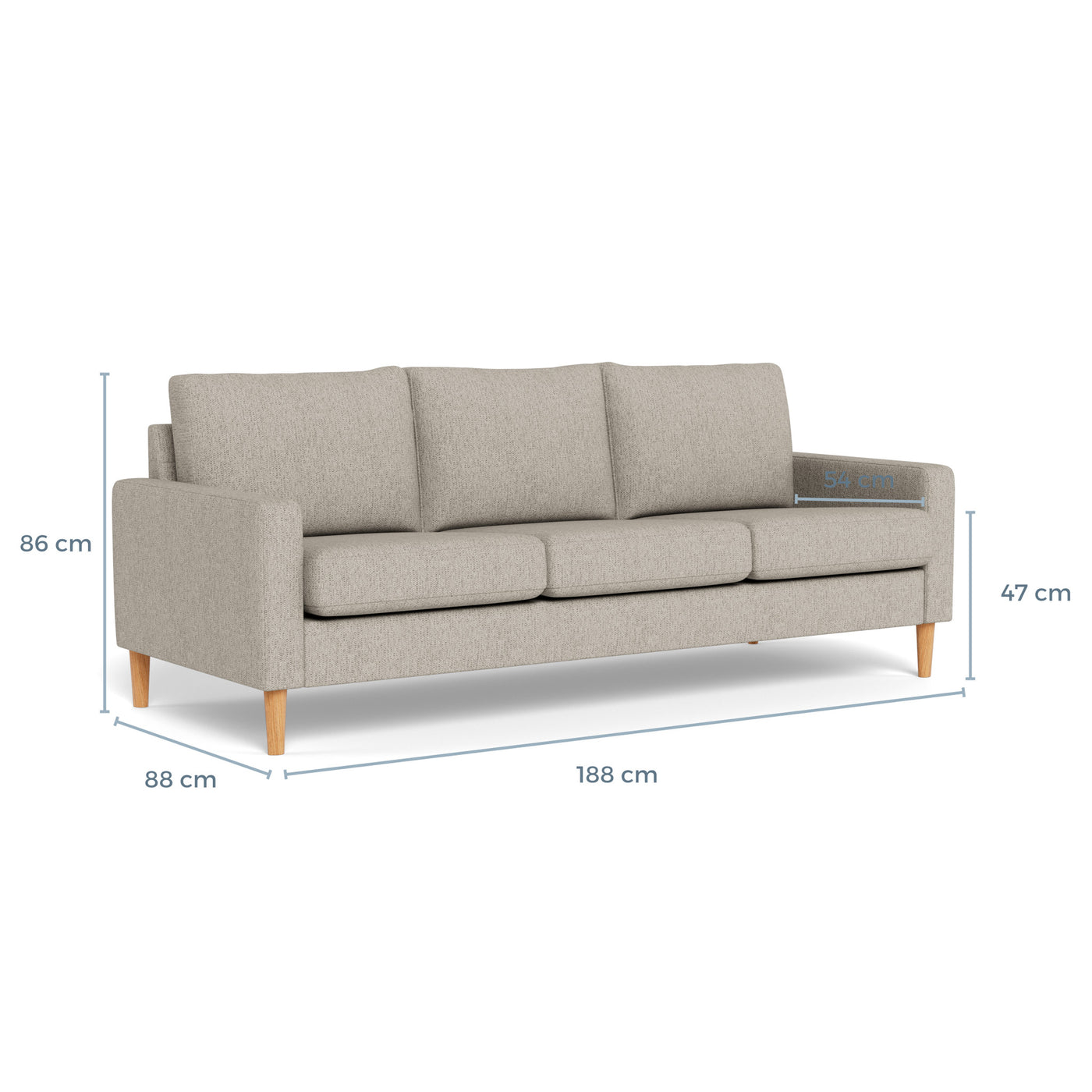 Mål på Vigsø 3-personers sofa