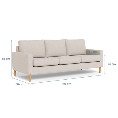 Mål på Vigsø 3 personers sofa