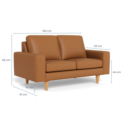 Skyline sofasæt fra Hjort Knudsen i cognac soleda læder og ben i naturolieret eg. 