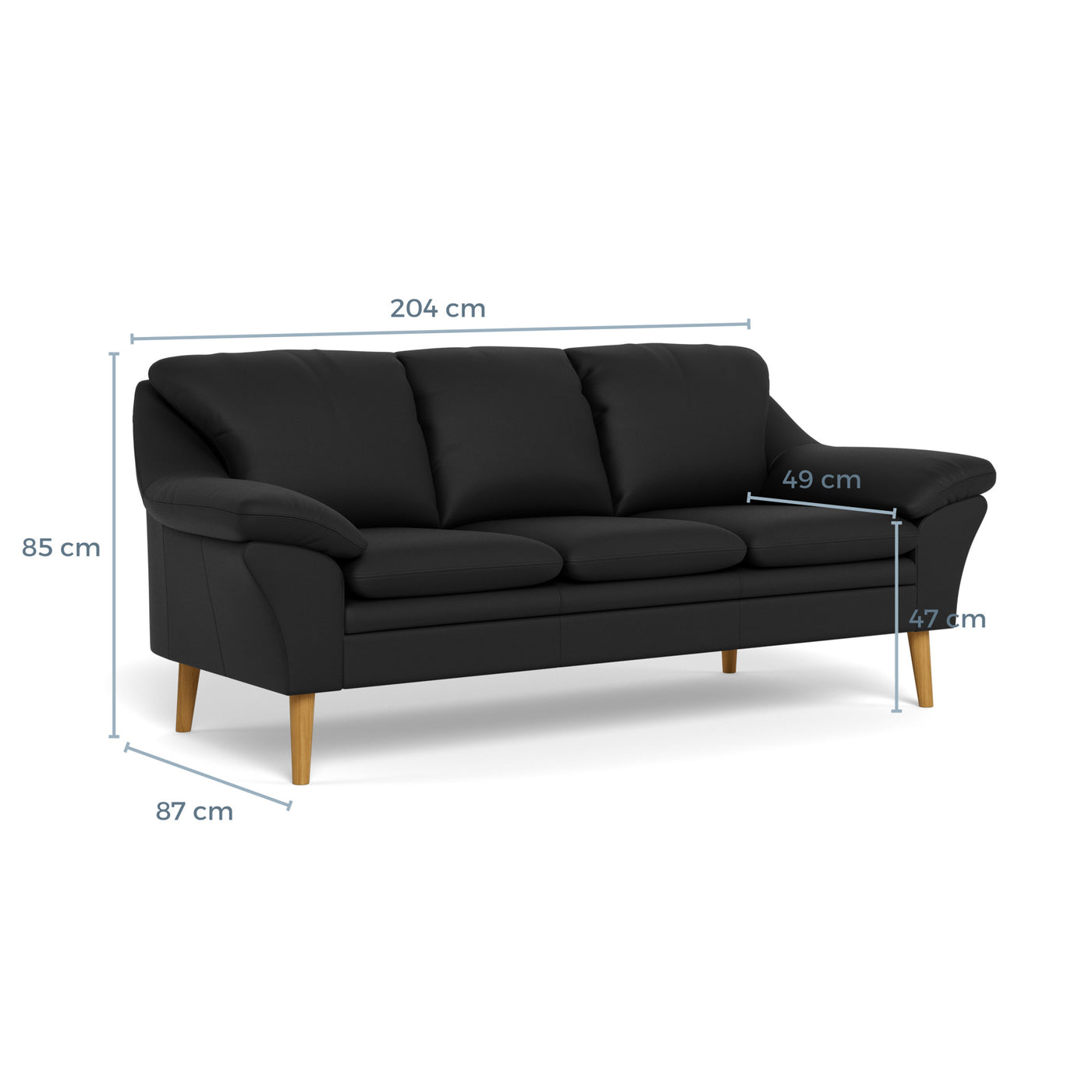 Fly sofasæt fra BD Møbler i læder i farven 6002 Black