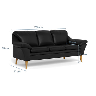 Fly sofasæt fra BD Møbler i læder i farven 8002 Black