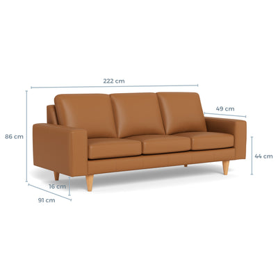 Skyline sofasæt fra Hjort Knudsen i cognac soleda læder og ben i naturolieret eg. 