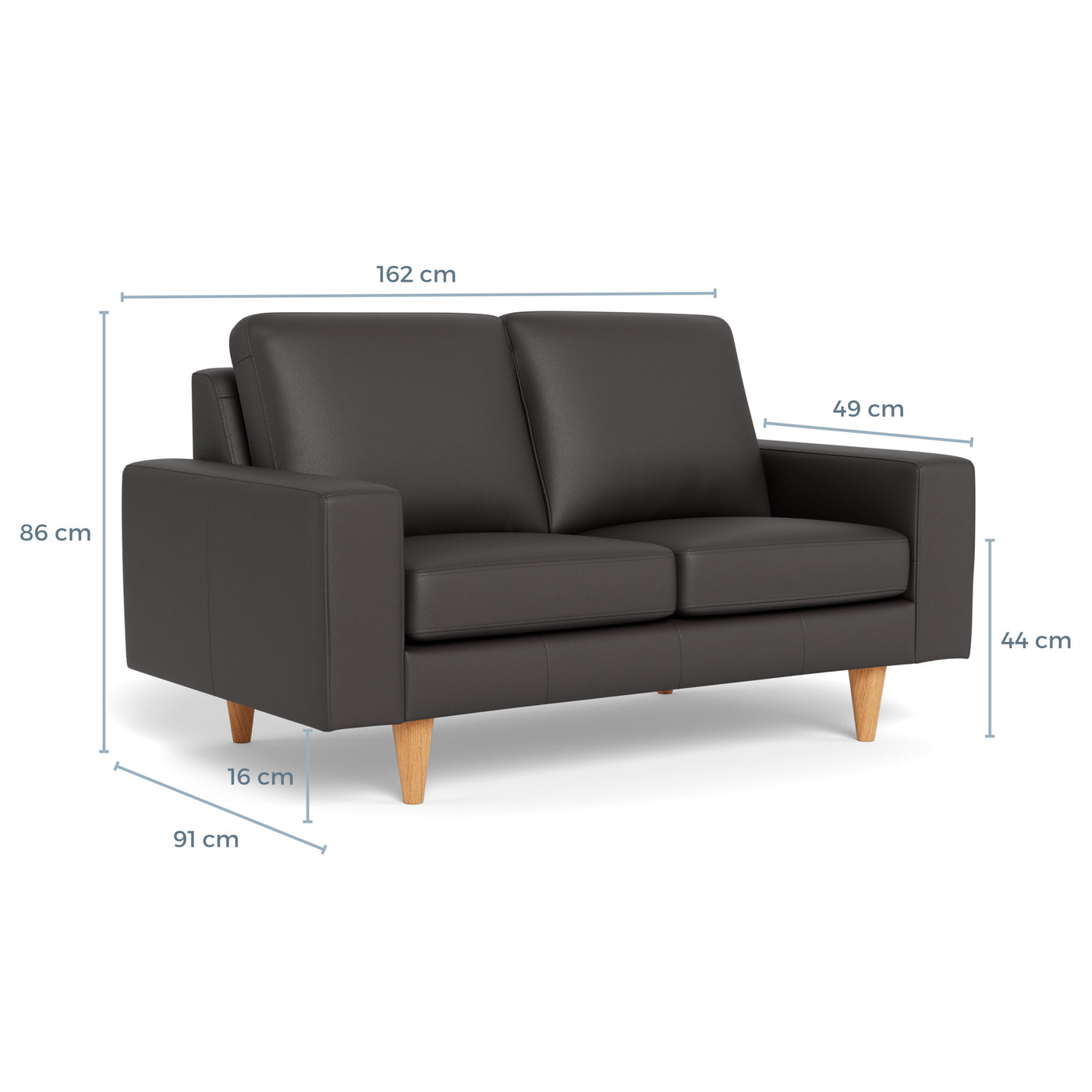 Skyline sofasæt fra Hjort Knudsen i mørkebrunt soleda læder og ben i naturolieret eg. 