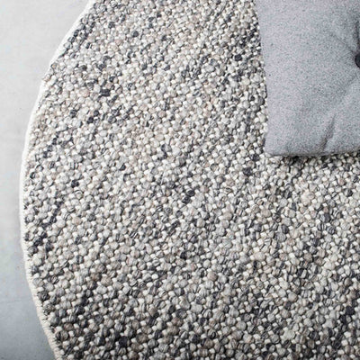 Dublin håndvævet rundt tæppe i meleret grå fra HC Tæpper