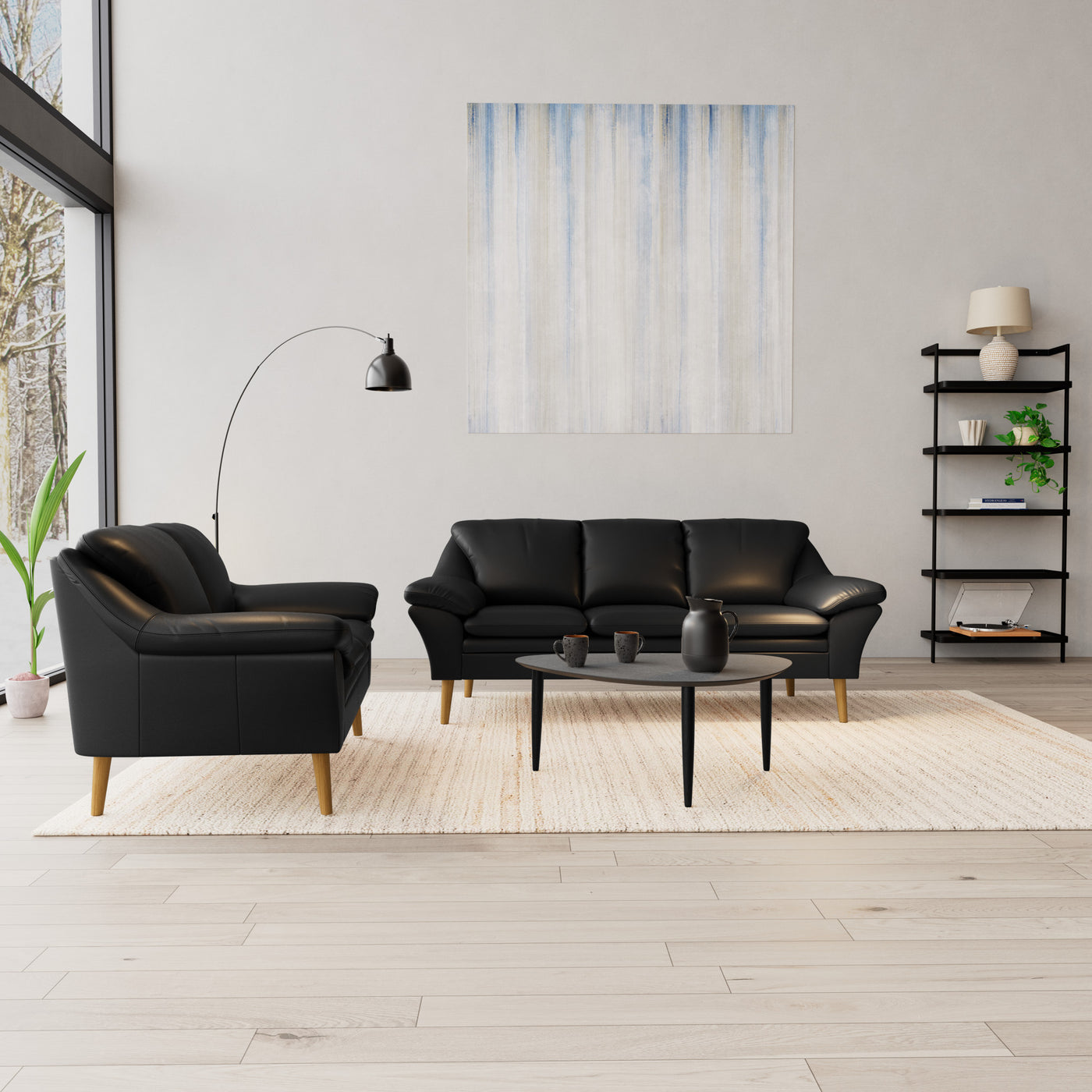 Fly sofasæt fra BD Møbler i læder i farven 8002 Black