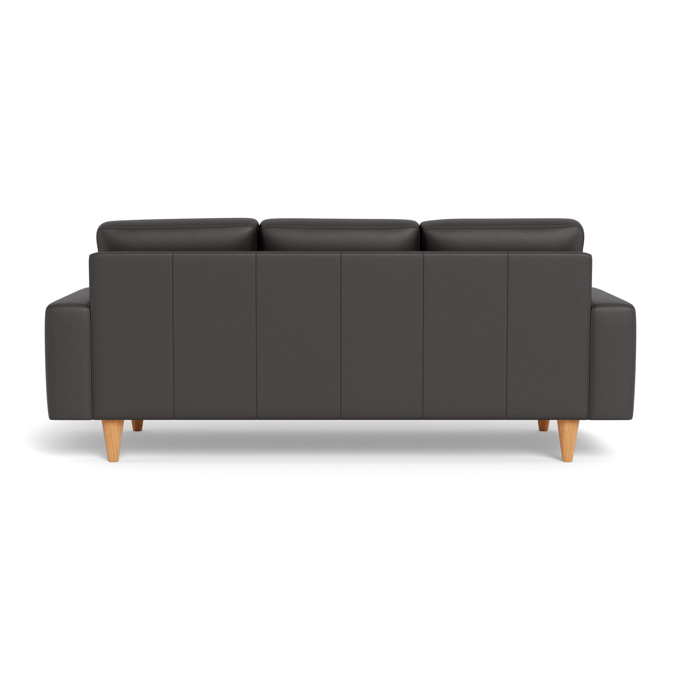 Skyline sofasæt fra Hjort Knudsen i mørkebrunt soleda læder og ben i naturolieret eg. 