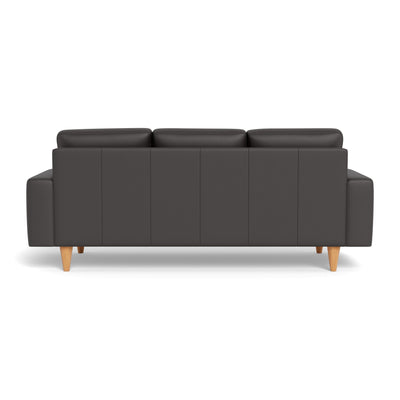 Skyline sofasæt fra Hjort Knudsen i mørkebrunt soleda læder og ben i naturolieret eg. 