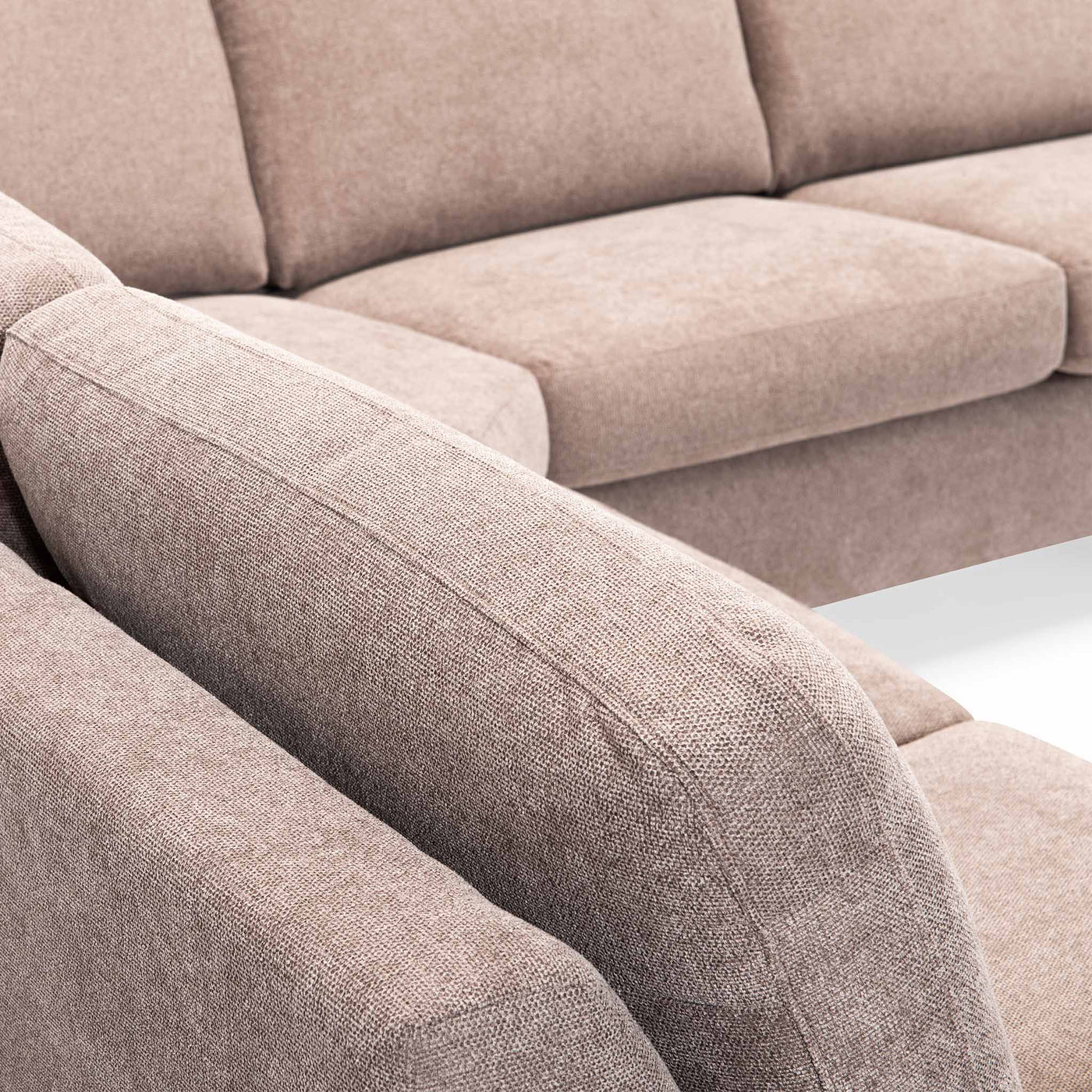Skyline Hjørnesofa m. chaiselong fra Hjort Knudsen i Taupe farvet Bloq stof