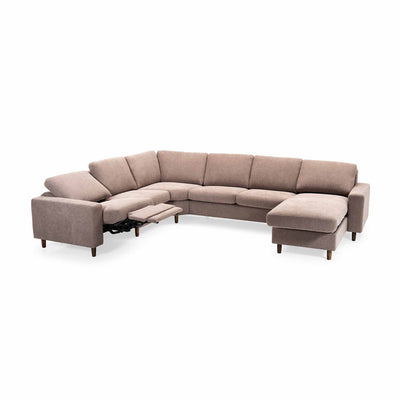 Skyline Hjørnesofa m. chaiselong fra Hjort Knudsen i Taupe farvet Bloq stof
