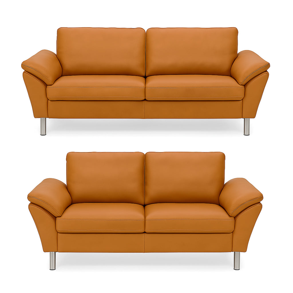 Skyline sofasæt fra Hjort Knudsen i cognac farvet soleda læder