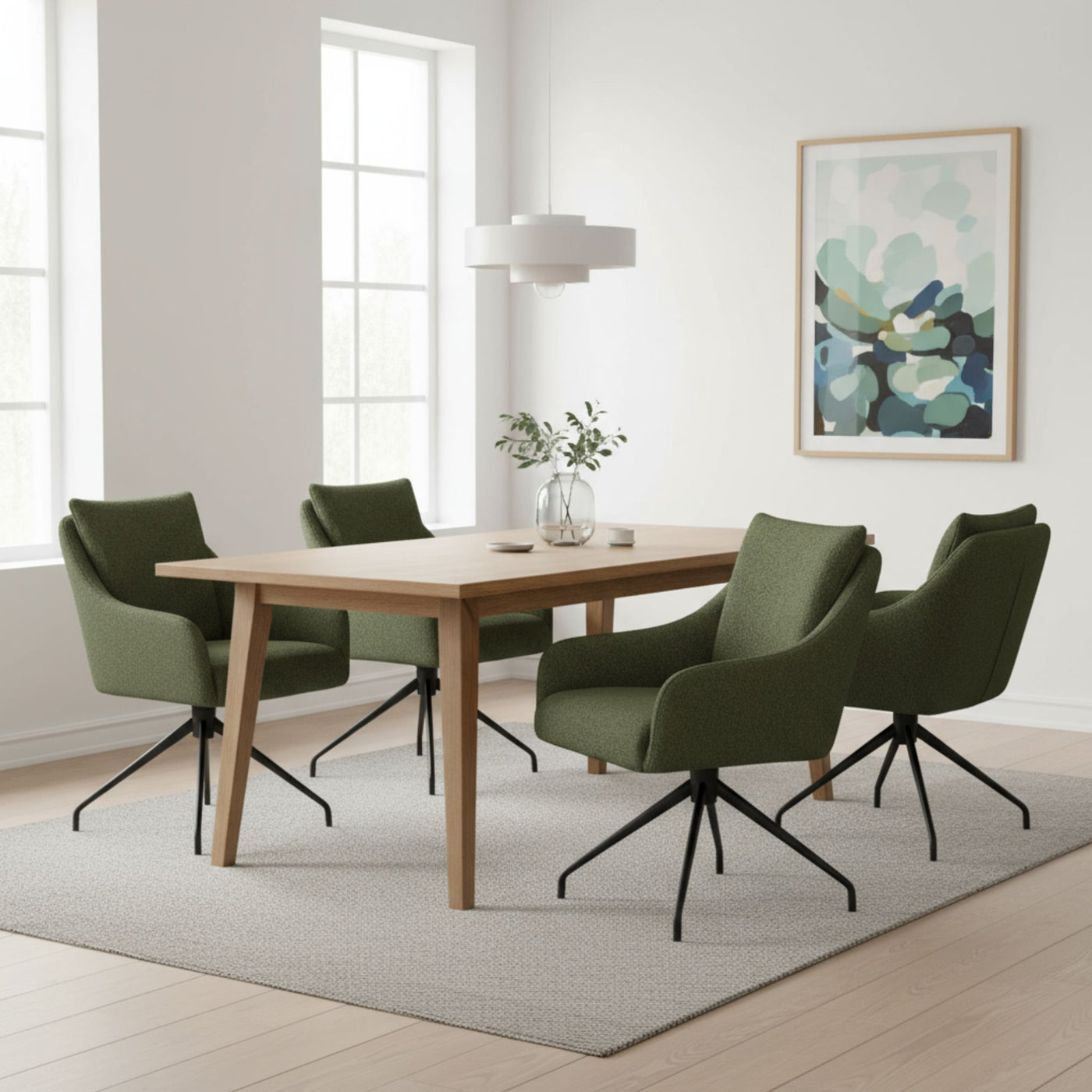 Krøyer spisebordsstol fra Skagen Studio i oliven grønt Ascot stof