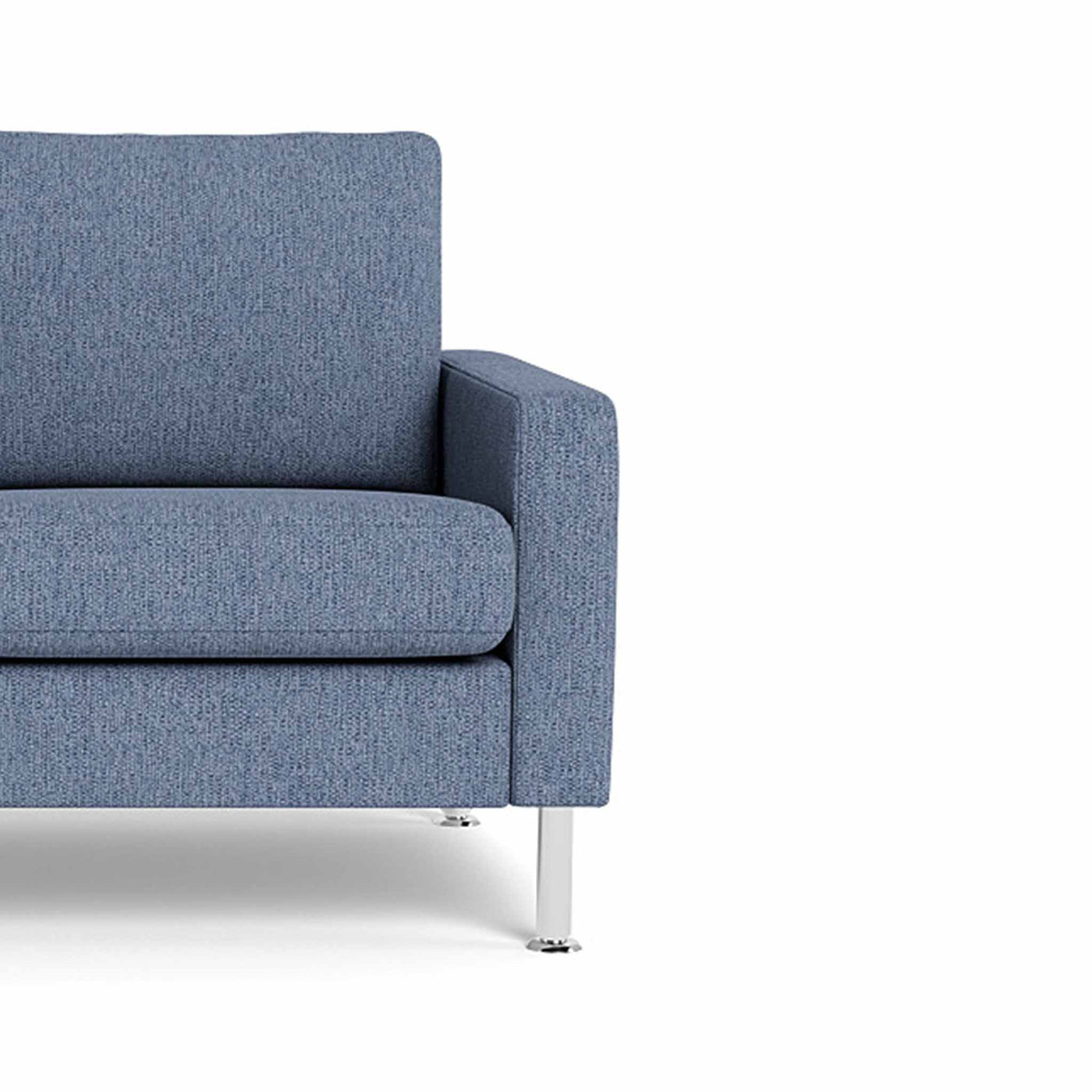 Vigsø sofasæt fra Top-line i 227 Mito stof i farven 05 Blue med ben i krom