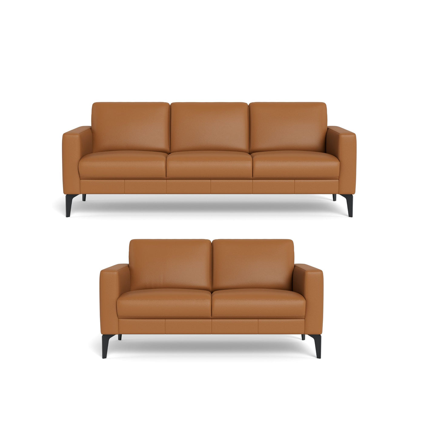 Nord sofasæt fra Hjort Knudsen i cognac farvet soleda læder