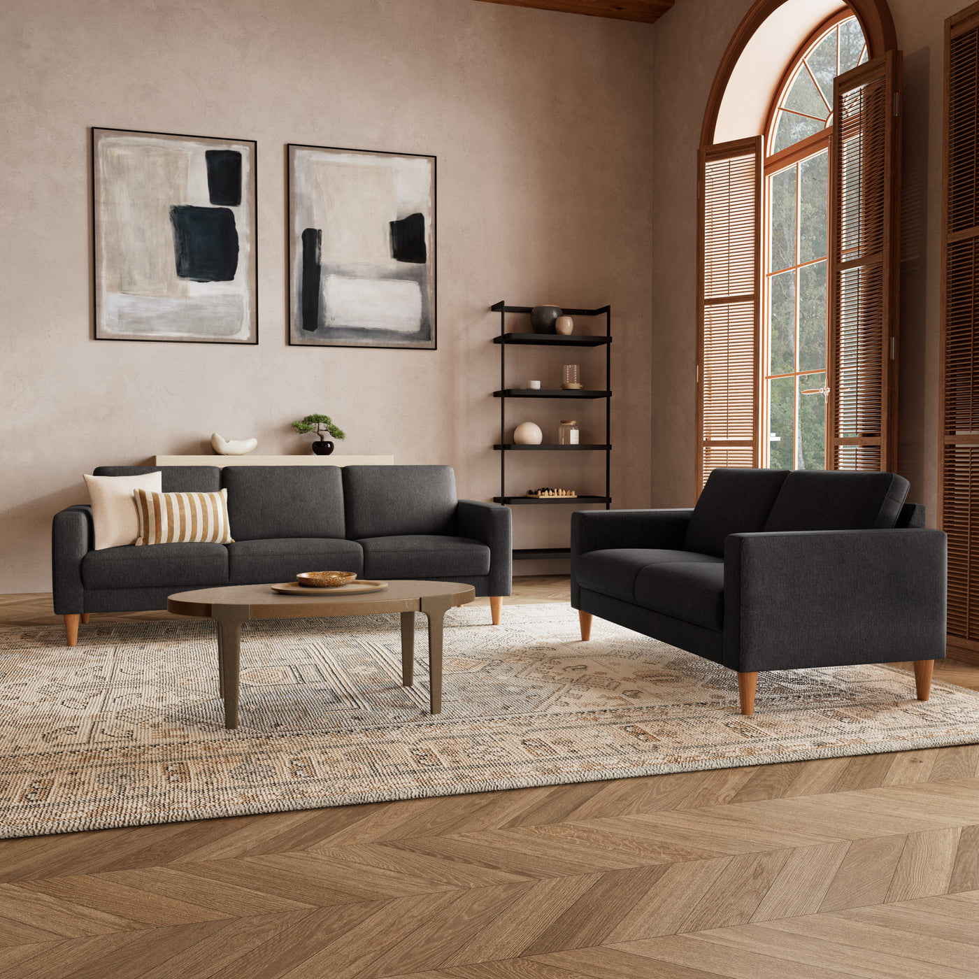 Nord sofasæt fra Hjort Knudsen i Brego stof farve 3596 Anthracite