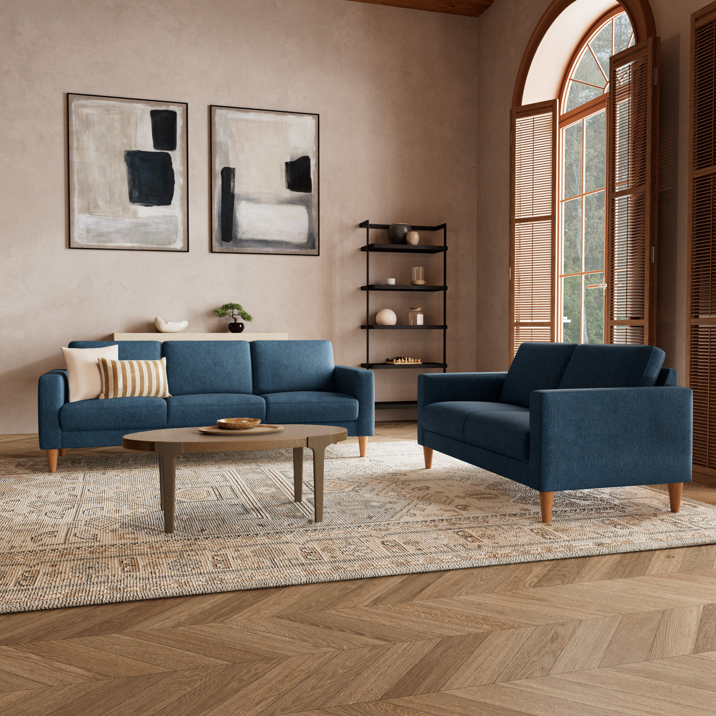 Nord sofasæt fra Hjort Knudsen i Brego stof farve 3594 Dark Blue