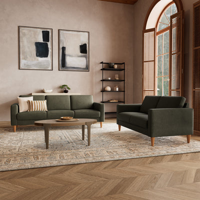 Nord sofasæt fra Hjort Knudsen i Brego stof farve 3593 Green