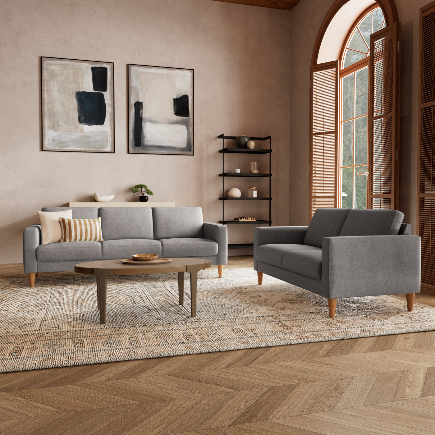 Nord sofasæt fra Hjort Knudsen i Brego stof farve 3595 Grey