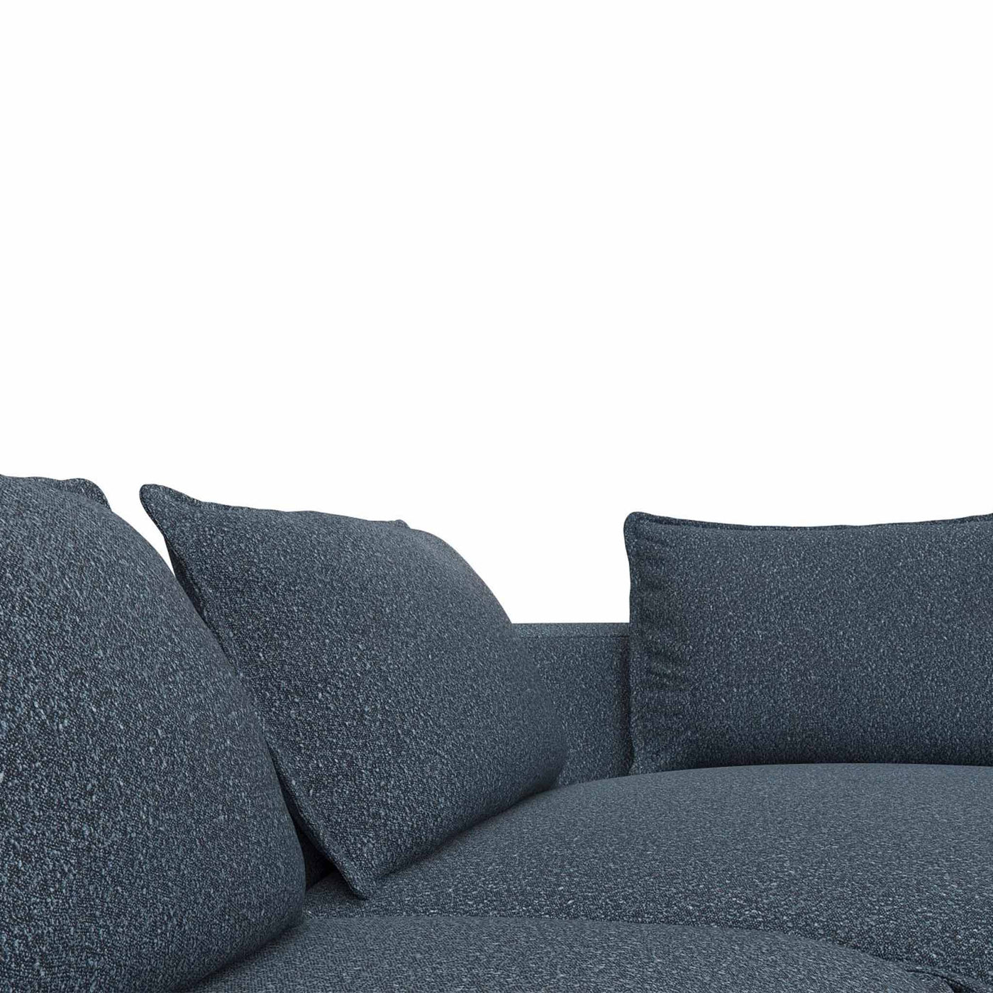 Samone XL Chaiselongsofa fra Favn Living i flot dyb blå nuance af delikat  bouclé stof