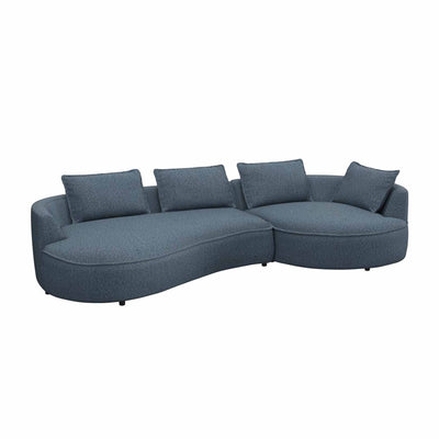 Samone XL Chaiselongsofa fra Favn Living i flot dyb blå nuance af delikat  bouclé stof