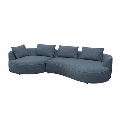 Samone XL Chaiselongsofa fra Favn Living i flot dyb blå nuance af delikat  bouclé stof