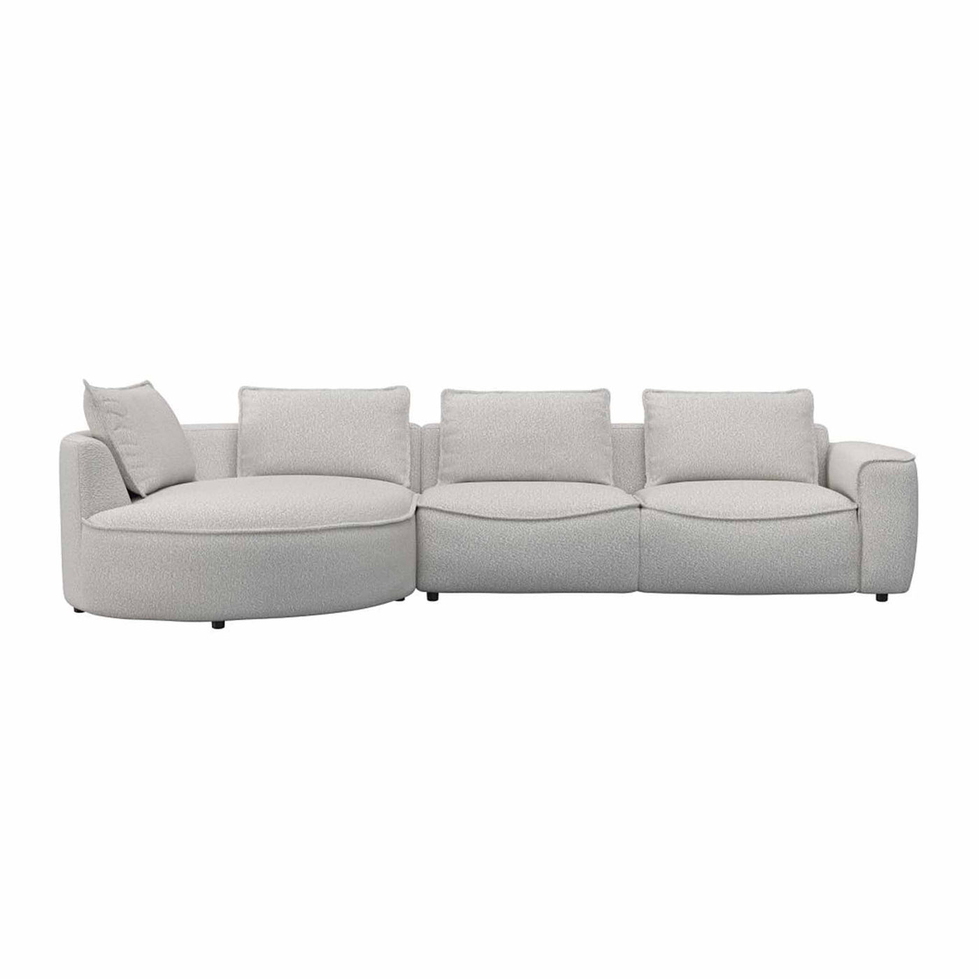 Samone chaiselong sofa fra FLEXLUX i off white bouclestof venstrevendt.