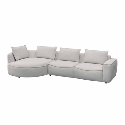 Samone chaiselong sofa fra FLEXLUX i off white bouclestof venstrevendt.