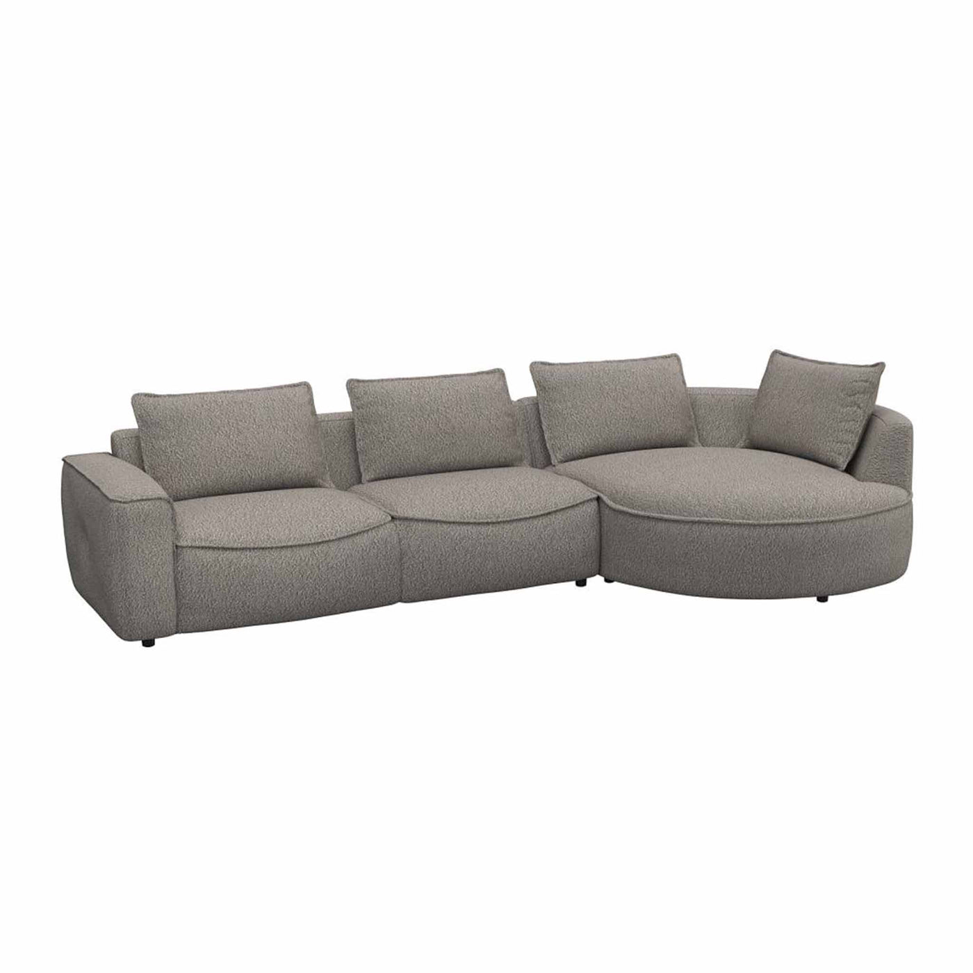 Samone chaiselong sofa fra FLEXLUX i latte bouclestof højrevendt.