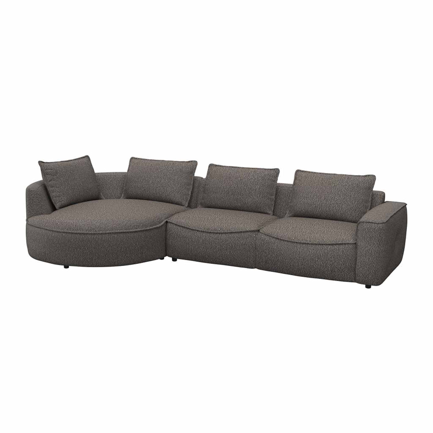 Samone chaiselong sofa fra FLEXLUX i nougat bouclestof venstrevendt.