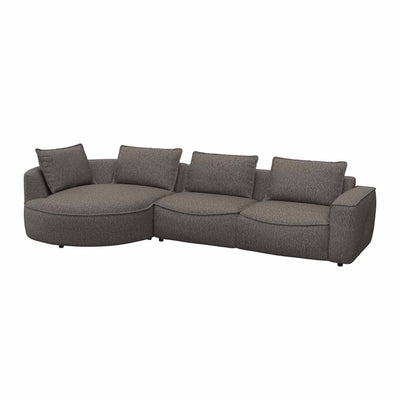 Samone chaiselong sofa fra FLEXLUX i nougat bouclestof venstrevendt.