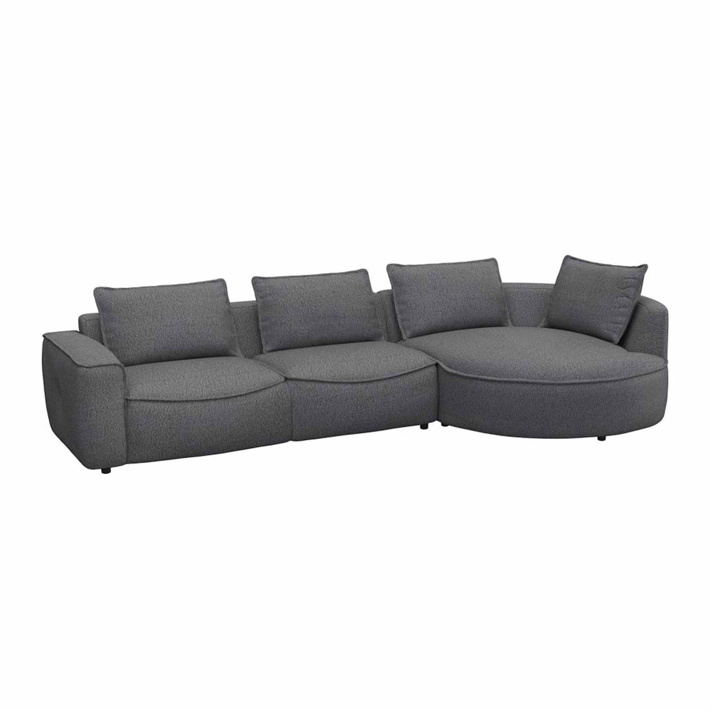 Samone chaiselong sofa fra FLEXLUX i grey bouclestof højrevendt.