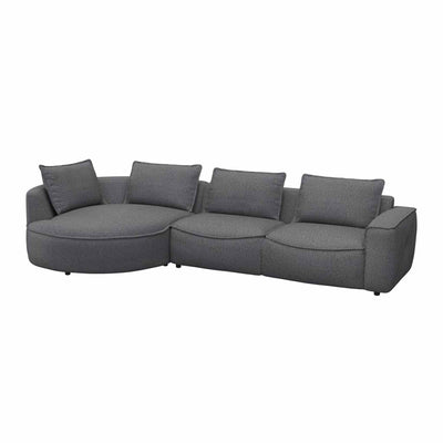 Samone chaiselong sofa fra FLEXLUX i grey bouclestof venstrevendt.