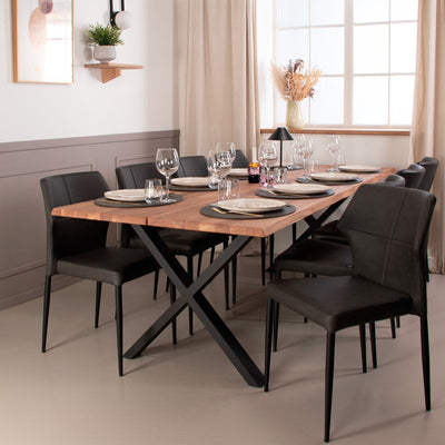 Wave naturolieret spisebordssæt fra House of Sander med 8 stk. Beach stole i antracit