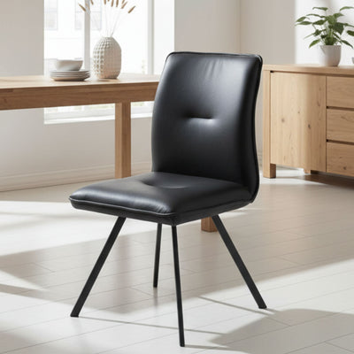 Virginia spisebordsstol fra Hjort Knudsen i sort soleda læder