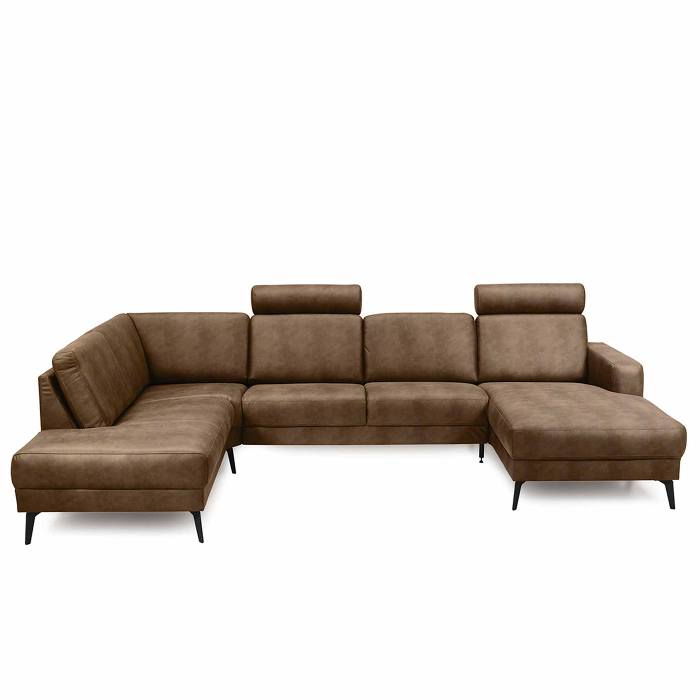 City U-sofa fra Hjort Knudsen med Kentucky stof i farve 2593 Cognac. Her højrevendt.