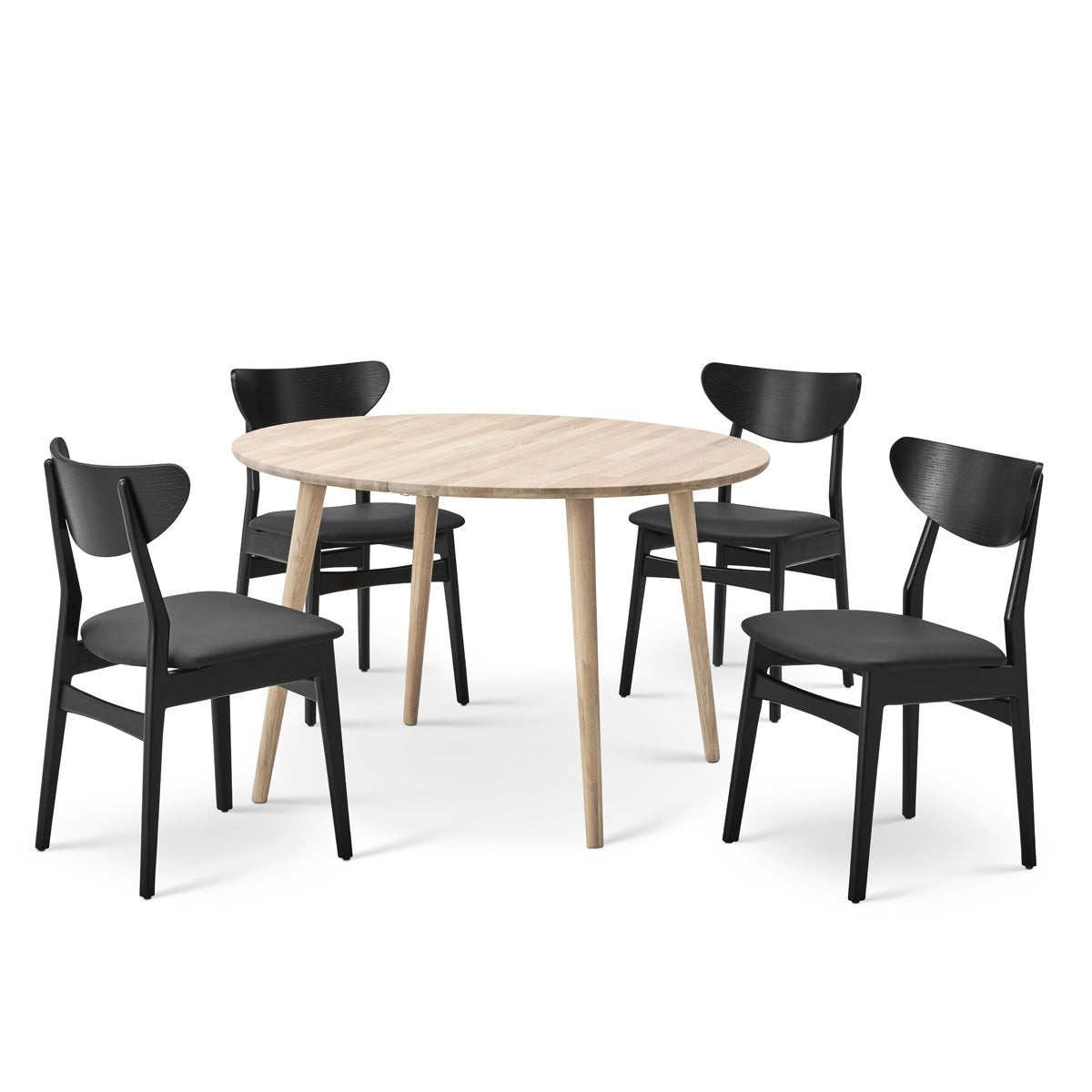 Esther spisebordsstol i sortbejdset eg med lædersæde fra Casø Furniture