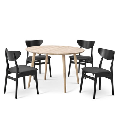 Esther spisebordsstol i sortbejdset eg med lædersæde fra Casø Furniture