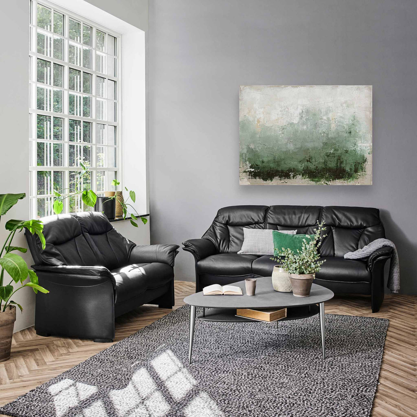 Barsø 2 personers sofa i sort læder fra Hjort Knudsen