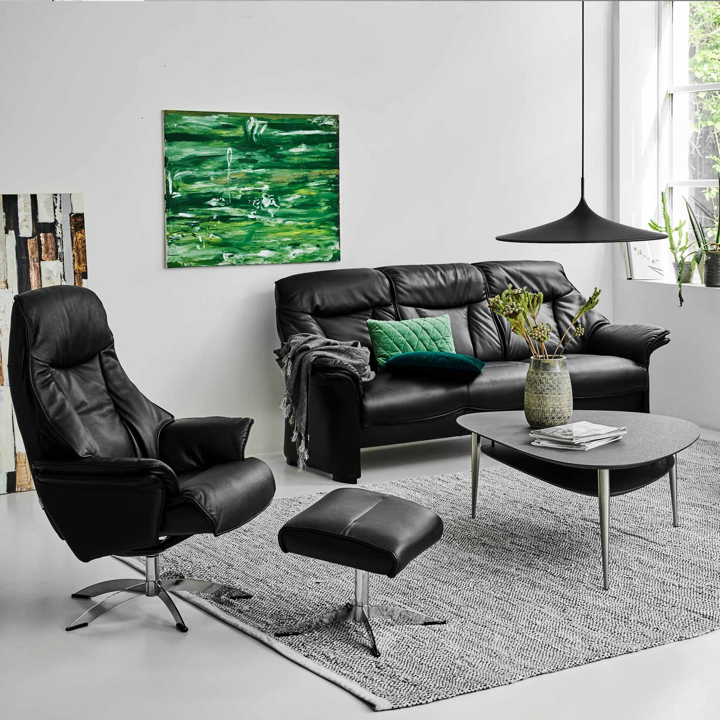 Barsø 3-personers sofa i sort læder Hjort Knudsen