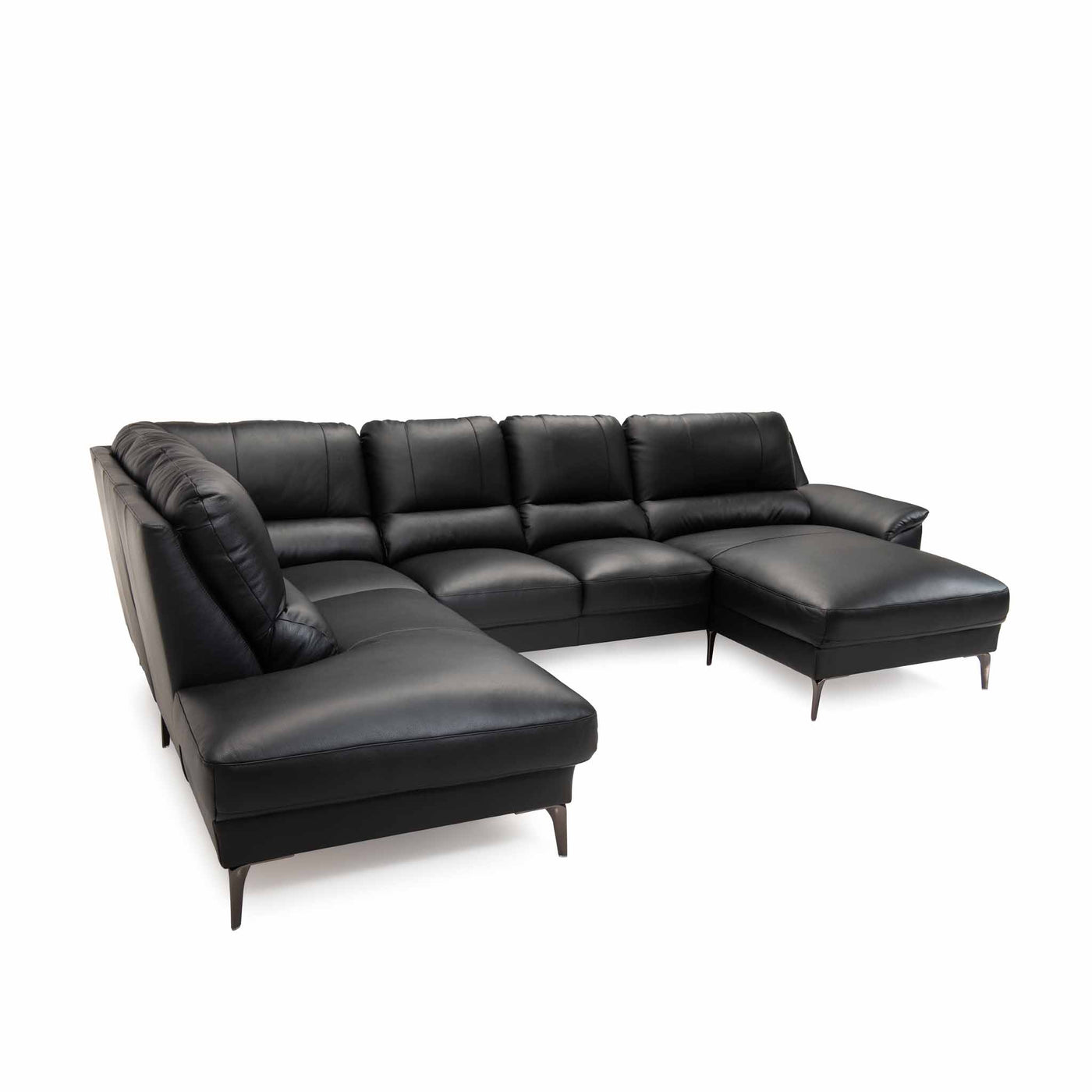 Agersø U-sofa i sort læder fra Hjort Knudsen