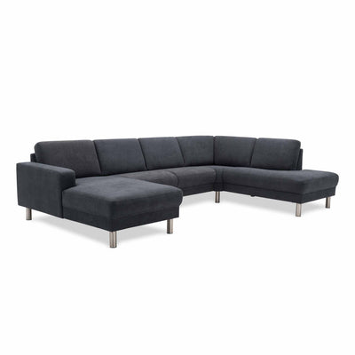 City u-sofa i mørkegrå med ben i børstet stål fra Hjort Knudsen