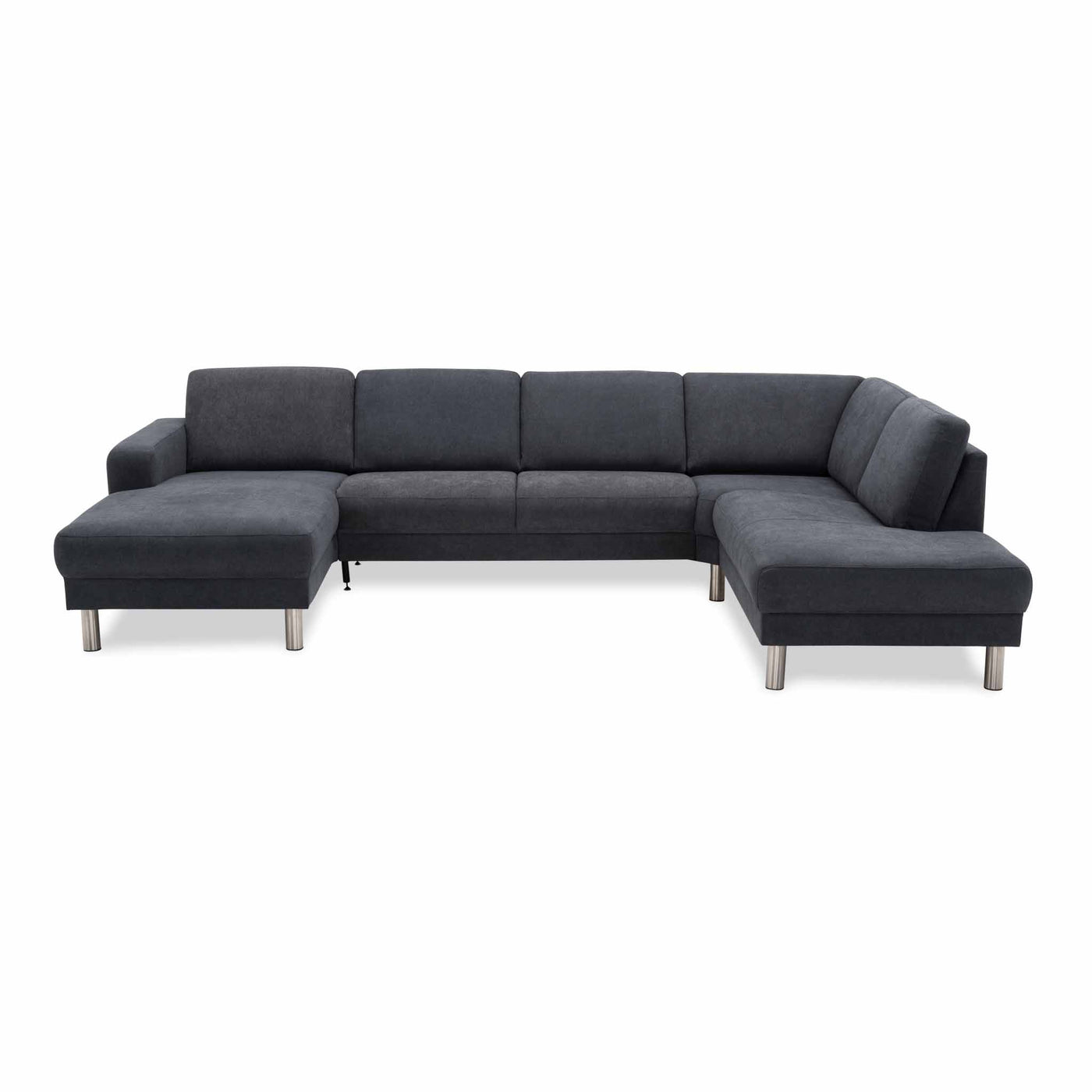 City u-sofa i mørkegrå med ben i børstet stål fra Hjort Knudsen