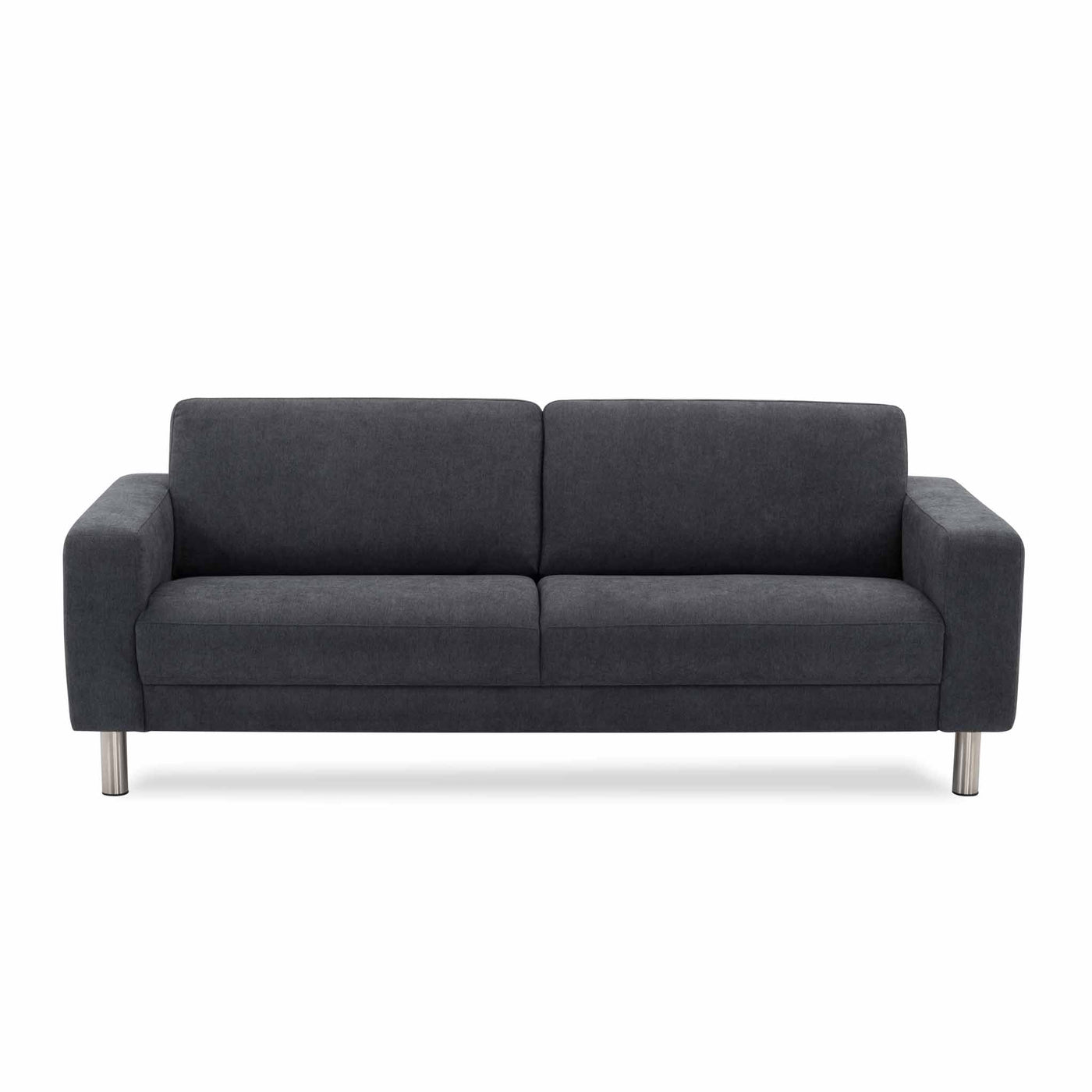 City 3-personers sofa i mørkegrå stof med ben i børstet stål fra Hjort Knudsen