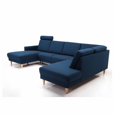 City U-sofa i blåt stof fra Hjort Knudsen